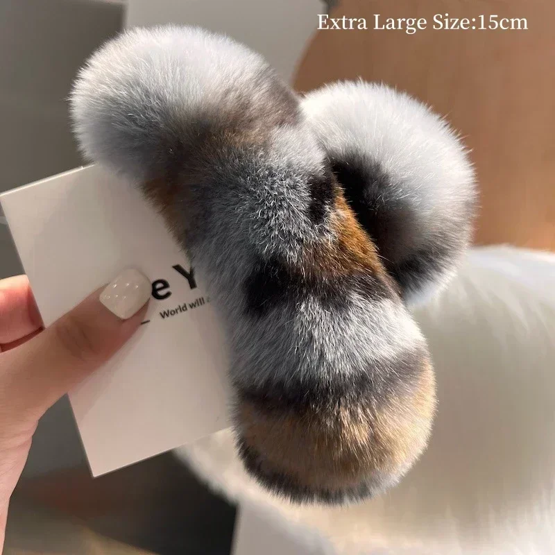 pince crabe en fausse fourrure peluche accessoire cheveux femme