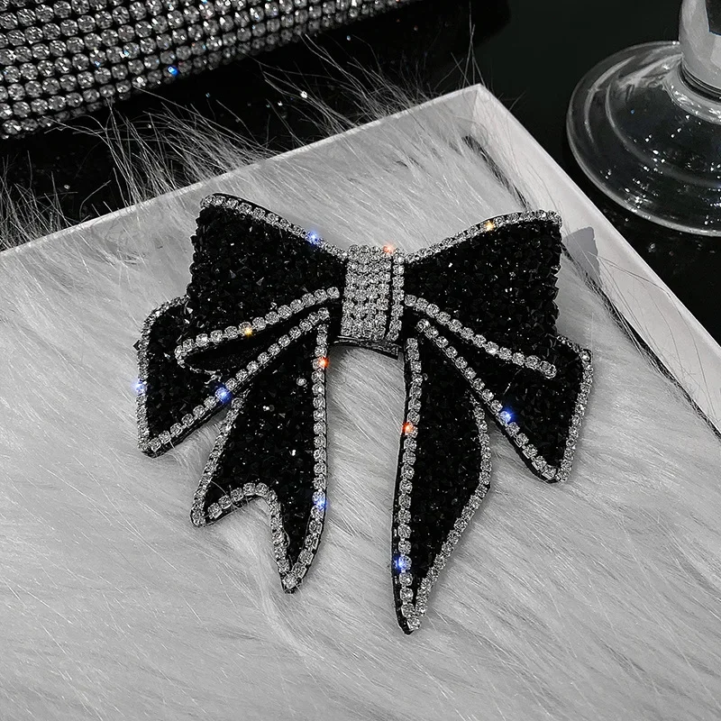 pince crabe cheveux nœud en strass barrette métal scintillante