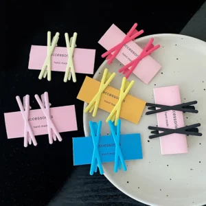 lot de 2 barrettes croisées sans marque pince frange pastel