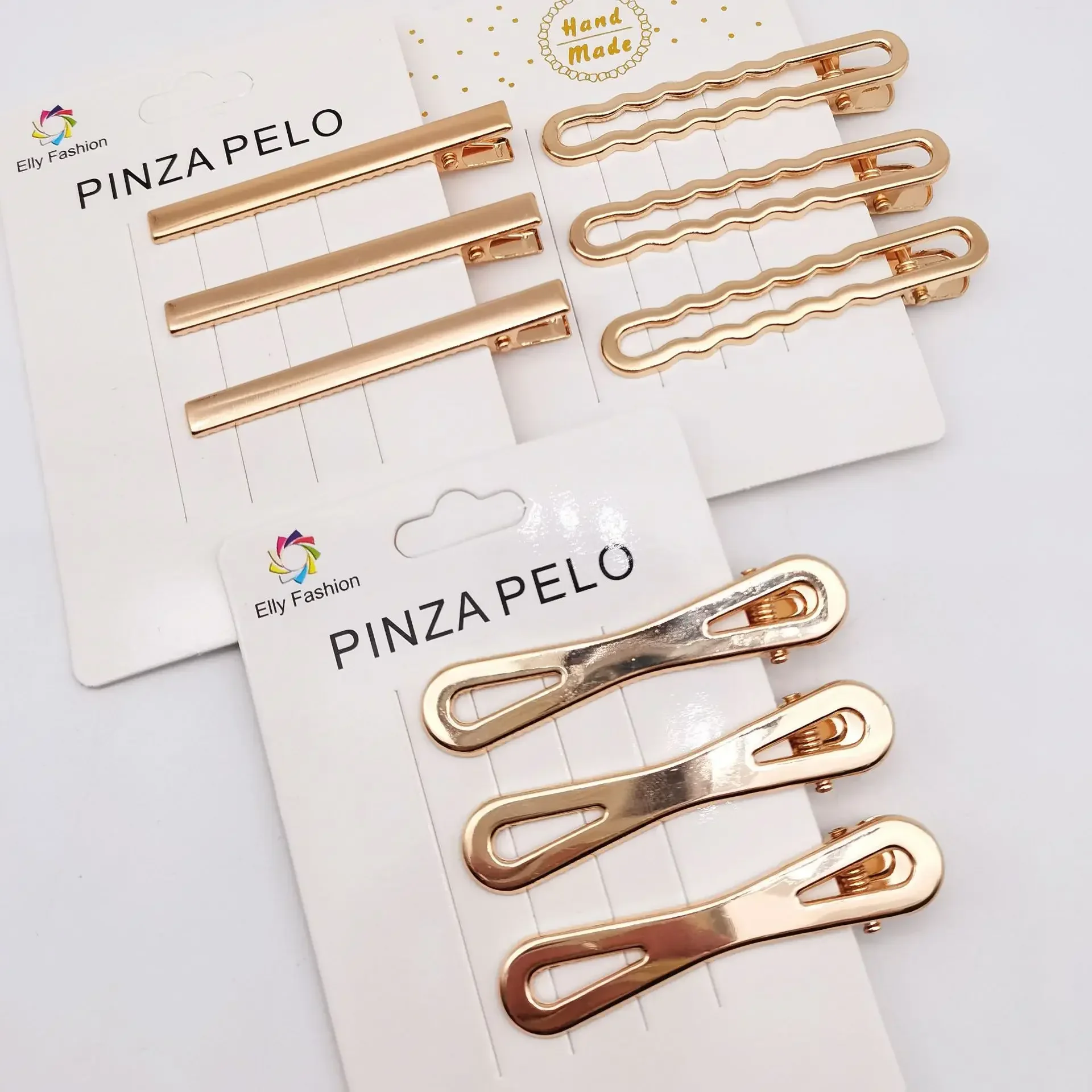 pinces à cheveux dorées en métal lot de 3 barrettes géométriques