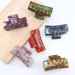 grande pince à cheveux crabe pailletée lot de 1, 3 ou 6 pièces