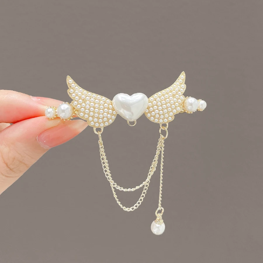 barrette cheveux femme en cristal et perles pince à ressort papillon