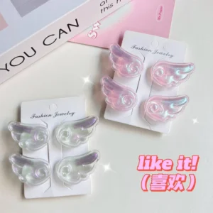 lot de 2 barrettes ailes d'ange en résine pinces cheveux