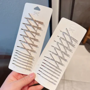lot de 12 épingles à cheveux strass barrettes fines dorées & argentées