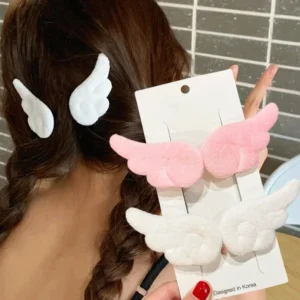 barrette cheveux ailes d'ange en peluche lot de 2 pinces fille