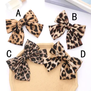 barrette cheveux nœud léopard en tissu pince à ressort tendance