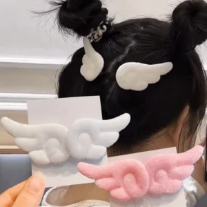 barrette cheveux ailes d'ange en peluche lot de 2 pinces fille