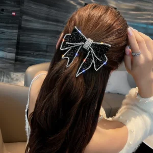 pince crabe cheveux nœud en strass barrette métal scintillante