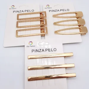 pinces à cheveux dorées en métal lot de 3 barrettes géométriques