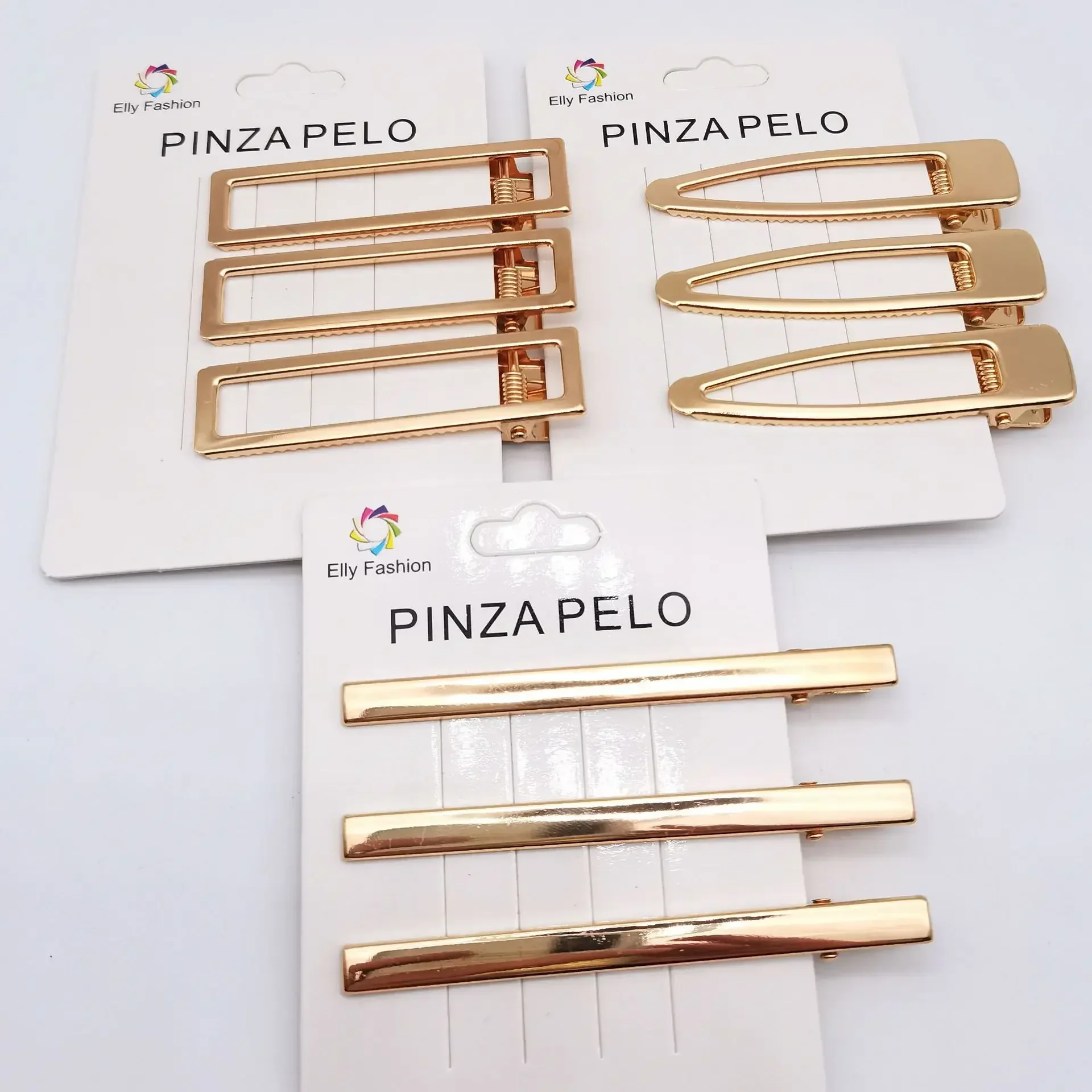pinces à cheveux dorées en métal lot de 3 barrettes géométriques