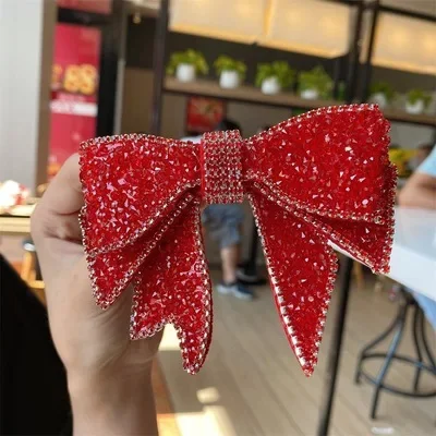 pince crabe cheveux nœud en strass barrette métal scintillante