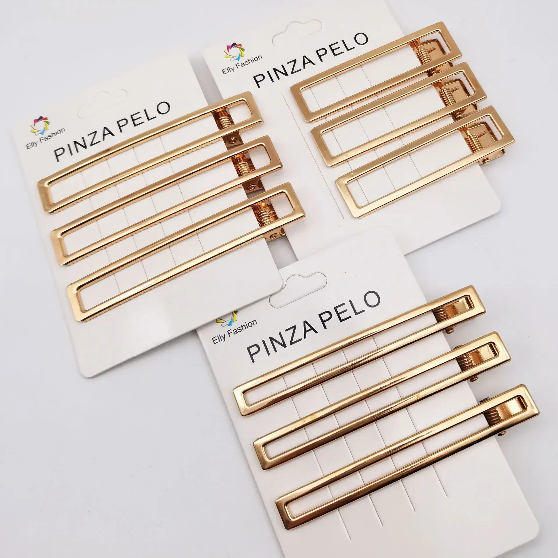 pinces à cheveux dorées en métal lot de 3 barrettes géométriques