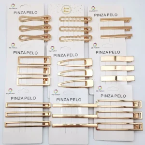 pinces à cheveux dorées en métal lot de 3 barrettes géométriques