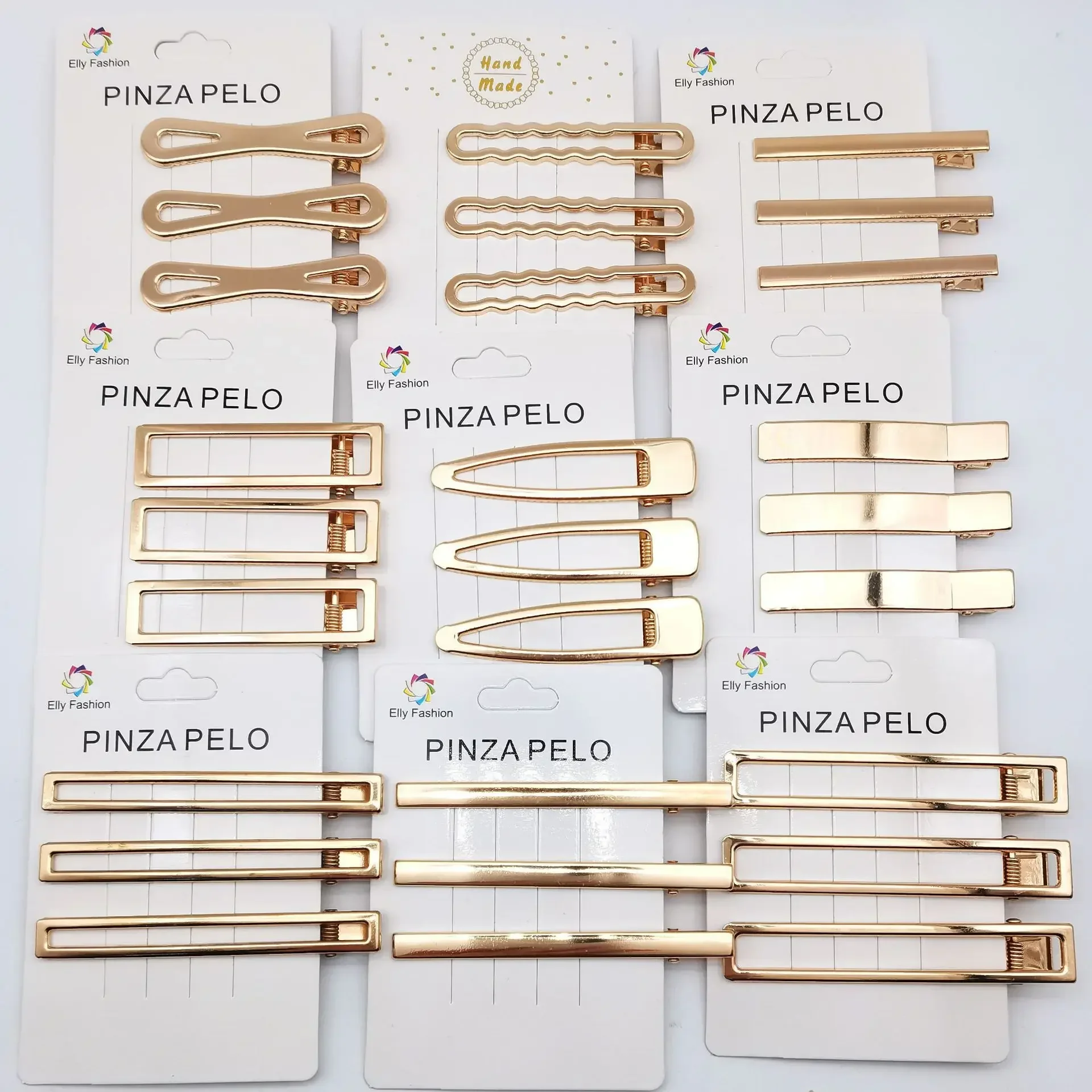 pinces à cheveux dorées en métal lot de 3 barrettes géométriques
