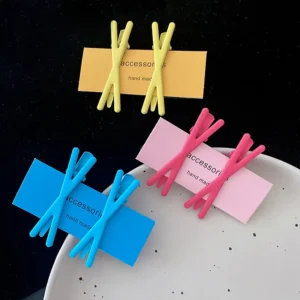 lot de 2 barrettes croisées sans marque pince frange pastel