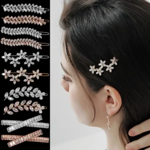 barrette cheveux mariage feuille bijou de tête zirconium et strass