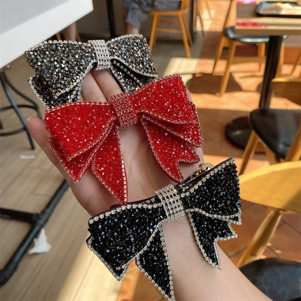pince crabe cheveux nœud en strass barrette métal scintillante